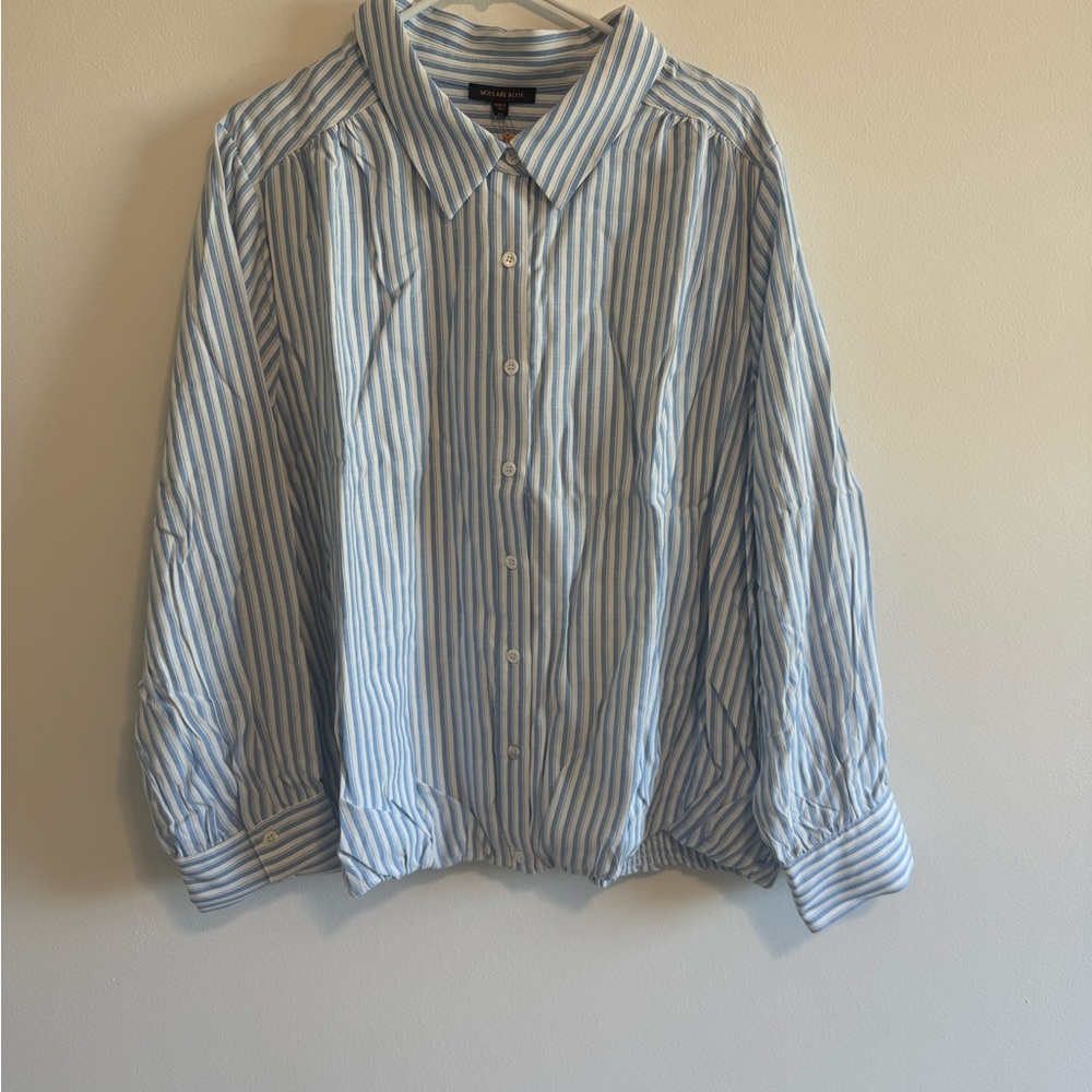 Skies Are Blue Light Blue Striped Button Down Shirt